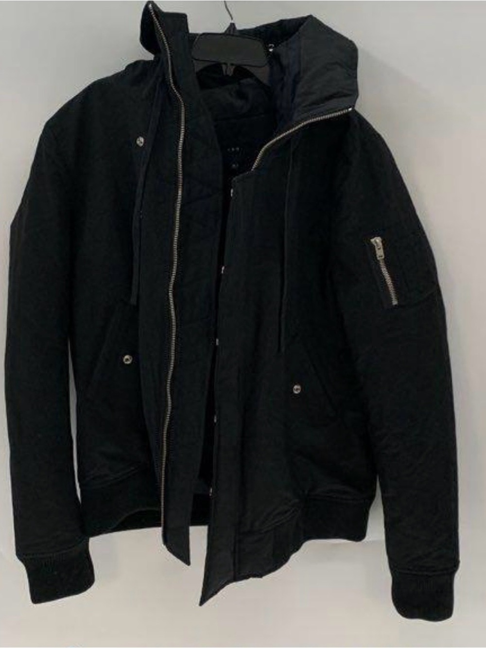 IRO Cylian Black Hooded Bomber Jacket